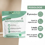 Ashwagandha KSM66 Inolab avec posologie: 2 gélules/jour, cure anti-stress naturelle bio