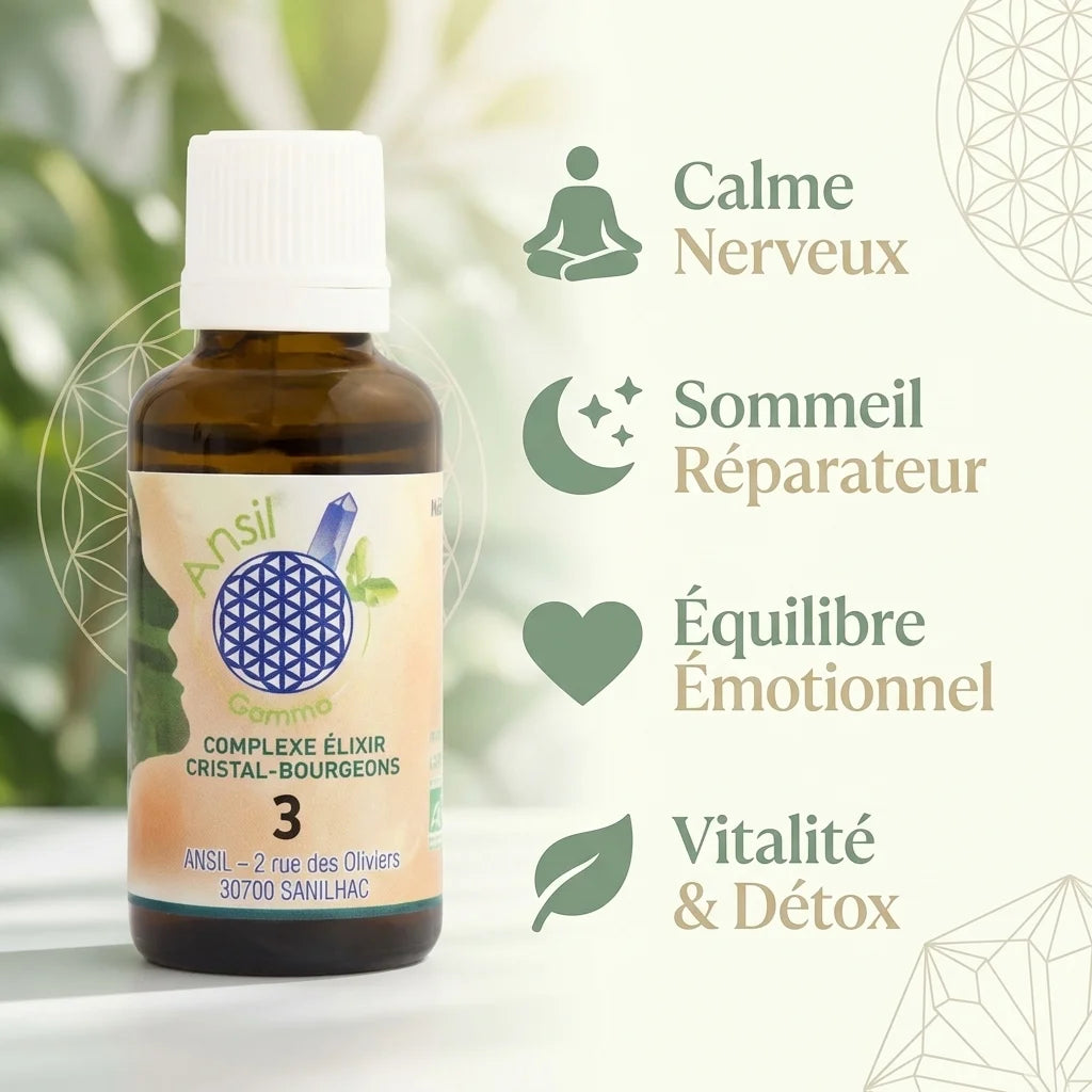 Complexe bio Emeraude Tilleul Figuier Romarin 30ml Ansil avec bénéfices bien-être