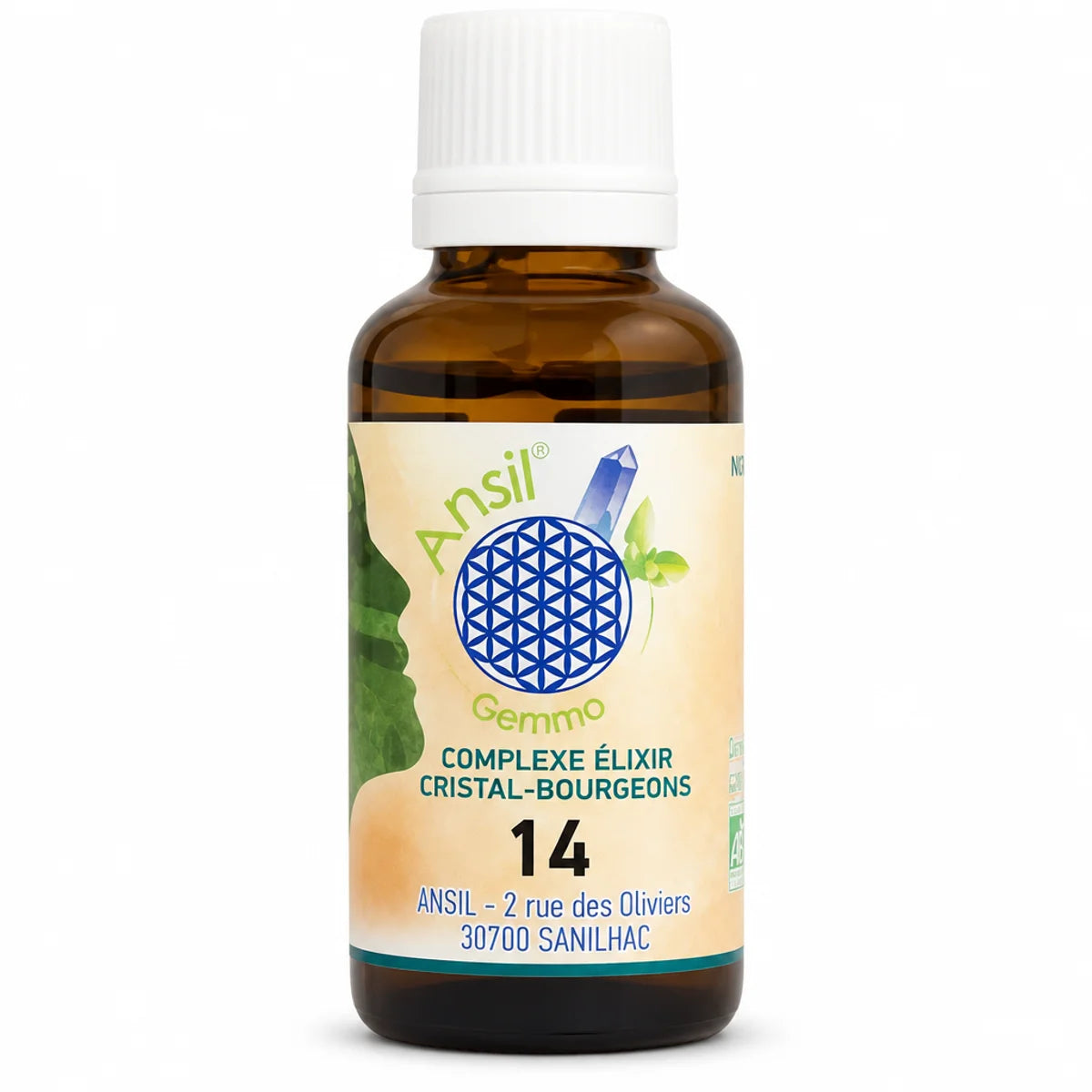 Complexe bio Fluorite Sapin pectiné flacon verre ambré 30ml Ansil