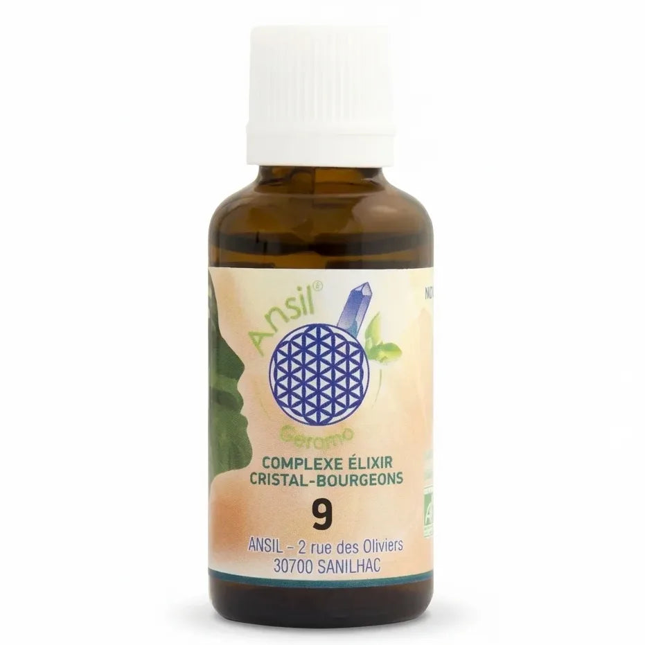 Complexe bio n°9 ANSIL flacon 30ml Chalcopyrite Cassis Bouleau Vigne élixir cristal-bourgeons