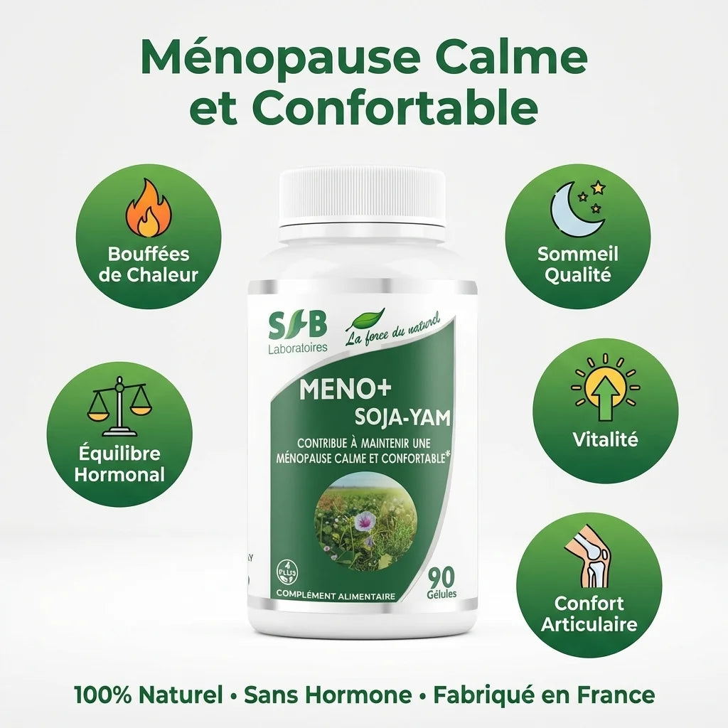 Complexe Ménopause Méno+ Soja Yam 90 gélules avec bénéfices naturels et hormonaux