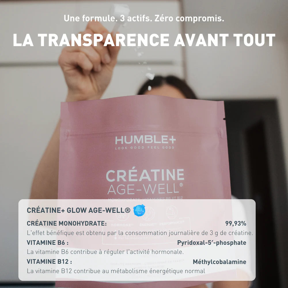 Composition de la Créatine Glow AGE-WELL 300g Humble+