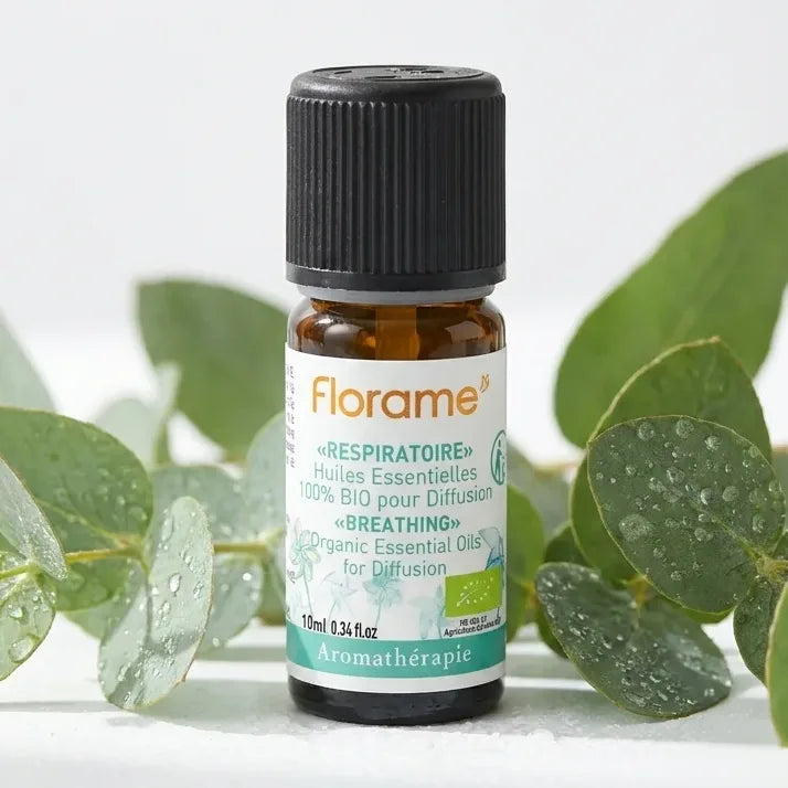 Florame Composition Respiratoire Bio 10ml avec feuilles d'eucalyptus et gouttes d'eau