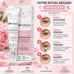 Contour des yeux Éclat de Rose Centifolia - Guide d'application anti-poches et cernes matin et soir