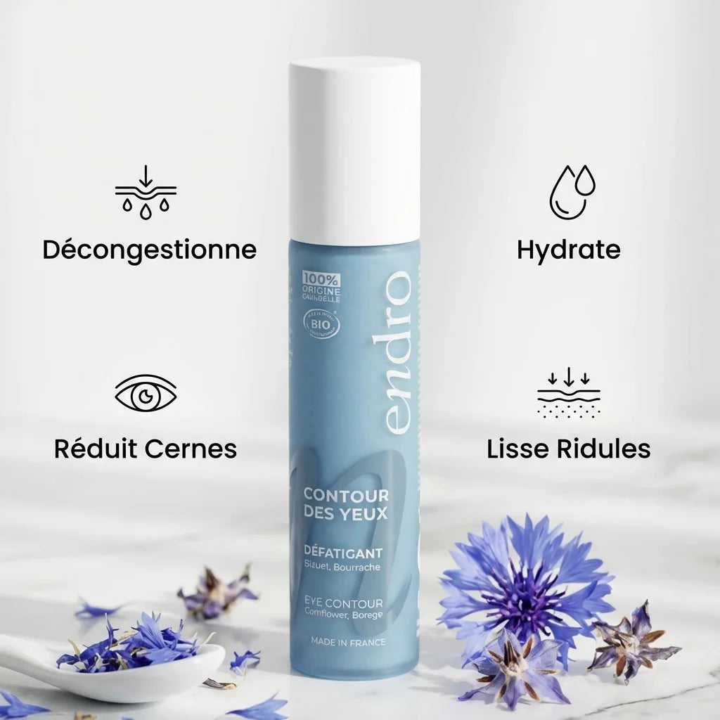 Contour des yeux Endro 10ml avec bénéfices: décongestionne, hydrate, réduit cernes et lisse ridules
