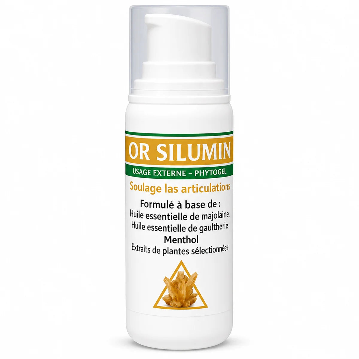 Cor Silumine Gel 100ml pour rhumatismes - flacon blanc avec pompe et étiquette verte