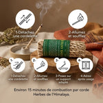 Cordes encens basilic sacré Népal - guide utilisation 4 étapes avec support bois