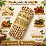 Cordes d'encens Santal & Épices avec ingrédients purs - Bois de Santal, Cannelle, Clou de Girofle
