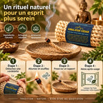 Cordes encens Cèdre Himalaya guide utilisation 4 étapes, support tressé, fumée, plantes
