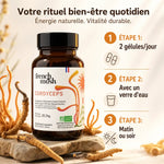 Cordyceps French Mush 56 gélules avec dosage: 2 gélules par jour le matin ou soir