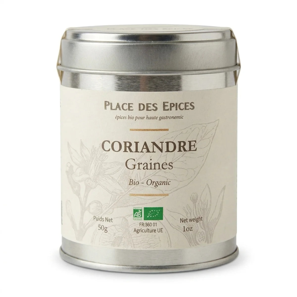 Coriandre graine bio 50g Place des épices en boîte métallique