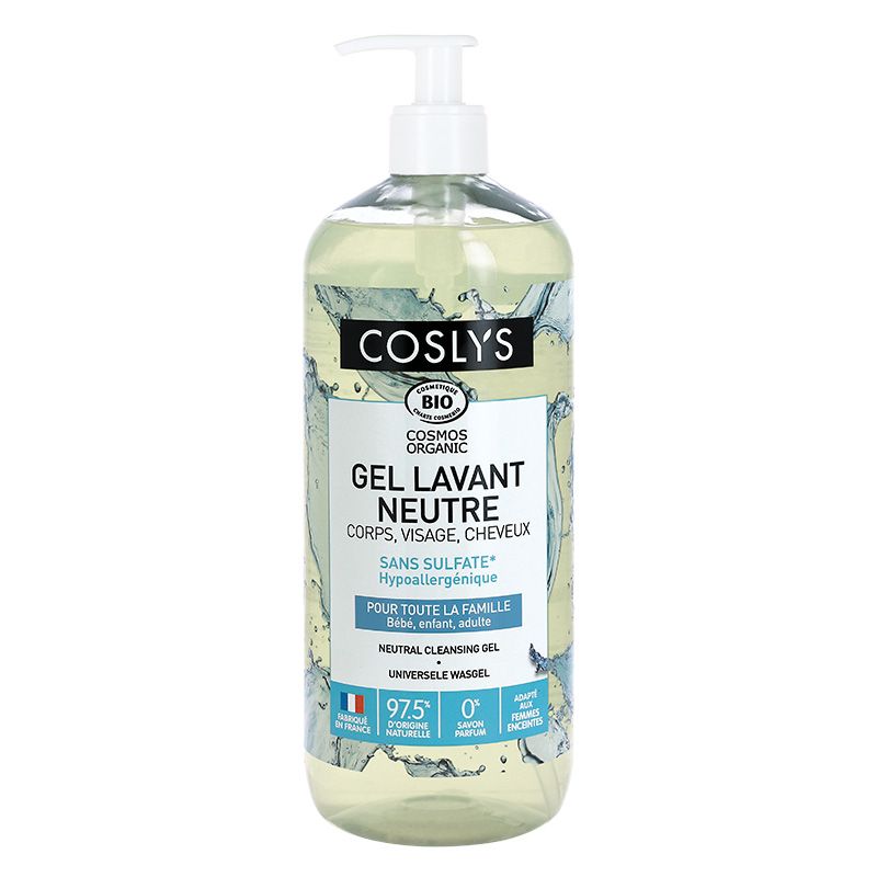 Un flacon pompe de Gel lavant neutre Bio de 1L de la marque Coslys