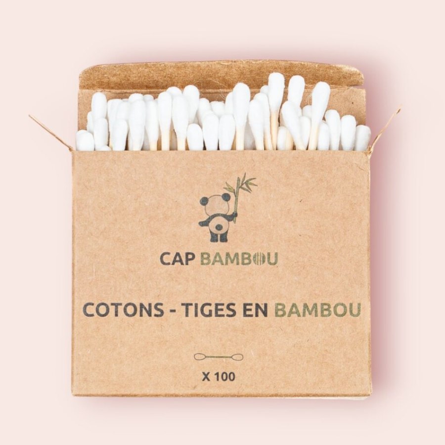 Une Boîte de 100 Cotons Tiges en bambou de Cap Bambou