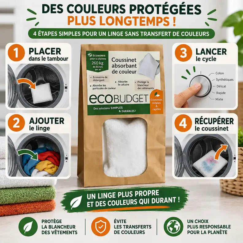 Coussinet Absorbant Polarity Wash guide d'utilisation en 4 étapes pour le lavage écologique