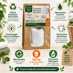 Coussinet absorbant Polarity Wash avec emballage kraft et infographie des ingrédients écologiques