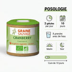 Cranberry Bio Graine Sauvage - flacon et posologie 2 gélules par jour pour infections urinaires