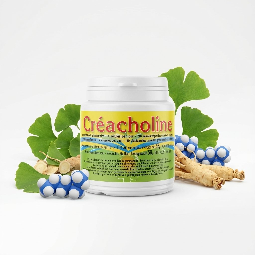 Créacholine Jade Recherche 120 gélules avec ingrédients naturels ginkgo ginseng phosphatidylcholine