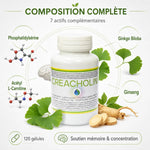 Créacholine Jade Recherche 120 gélules avec ingrédients actifs pour mémoire et concentration cérébrale