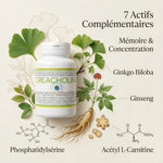 Créacholine Jade Recherche 120 gélules avec ingrédients Ginkgo Biloba, Ginseng et Phosphatidylsérine pour mémoire concentration