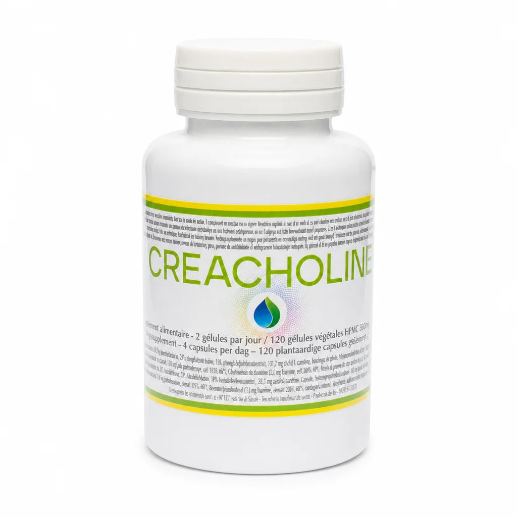 Flacon Créacholine Jade Recherche 120 gélules supplément cerveau blanc étiquette verte