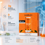 Créatine Water Humble+ 4x330ml pack avec infographie: 3g créatine monohydrate, 0 sucre, testé cliniquement