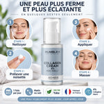 Crème anti-âge Humble+ 4% collagène marin 50ml avec guide d'application et certifications