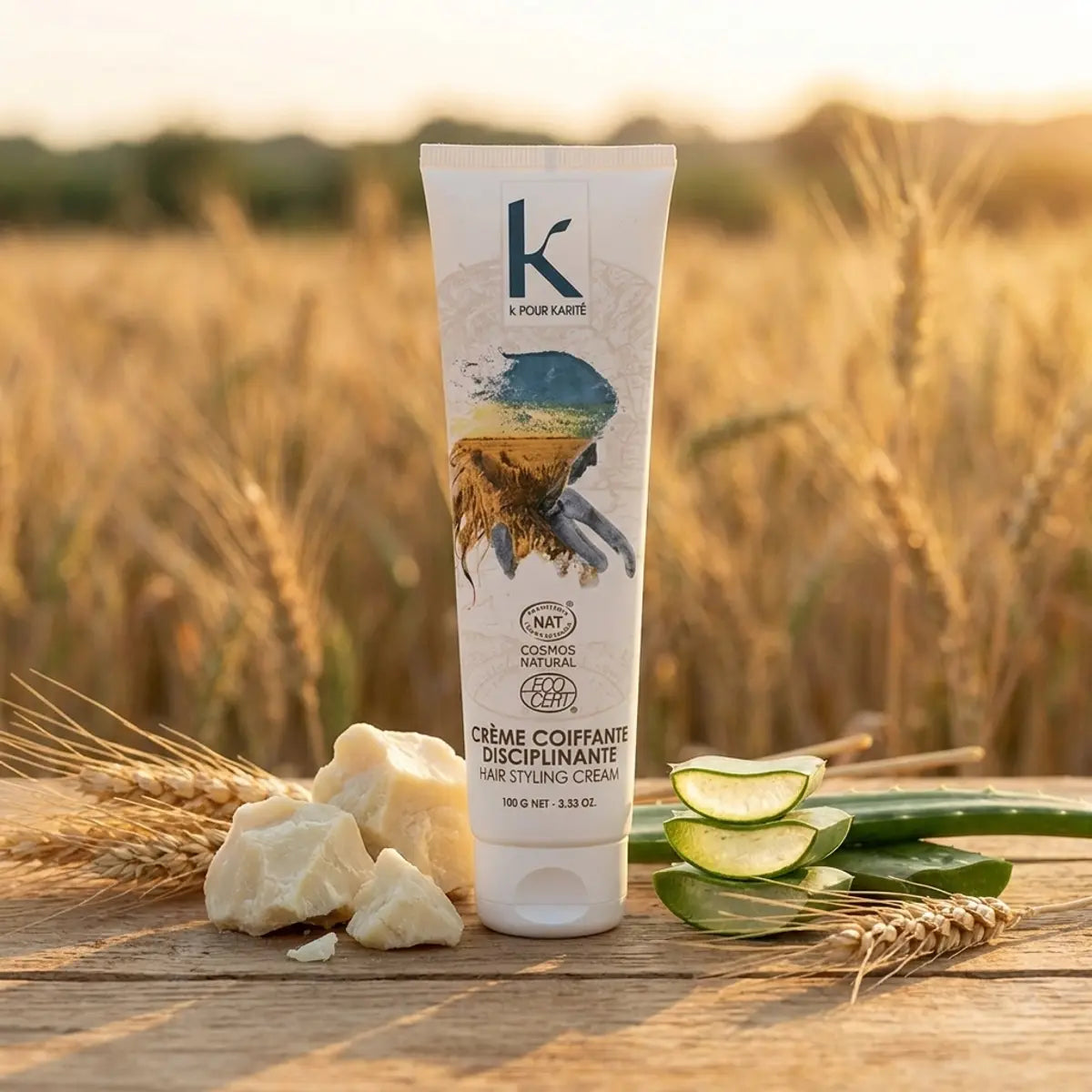 Crème coiffante disciplinante K pour Karité 100g avec ingrédients naturels beurre karité