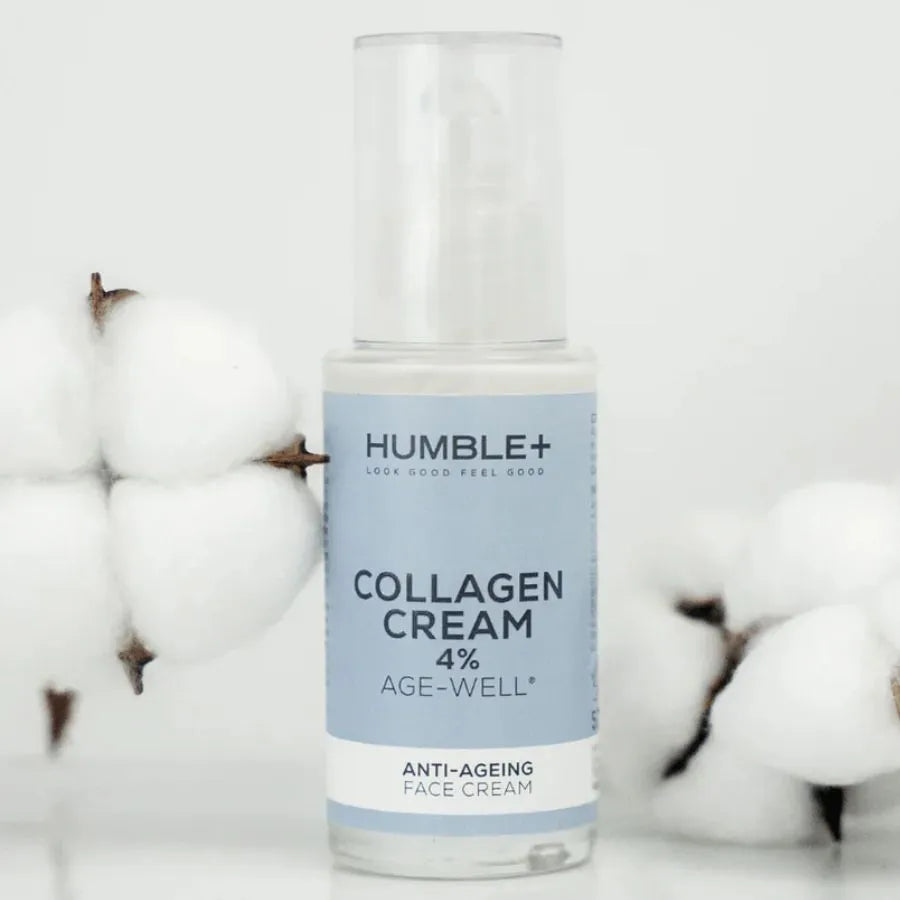 un flacon de crème anti-âge au collagène marin de la marque Humble +