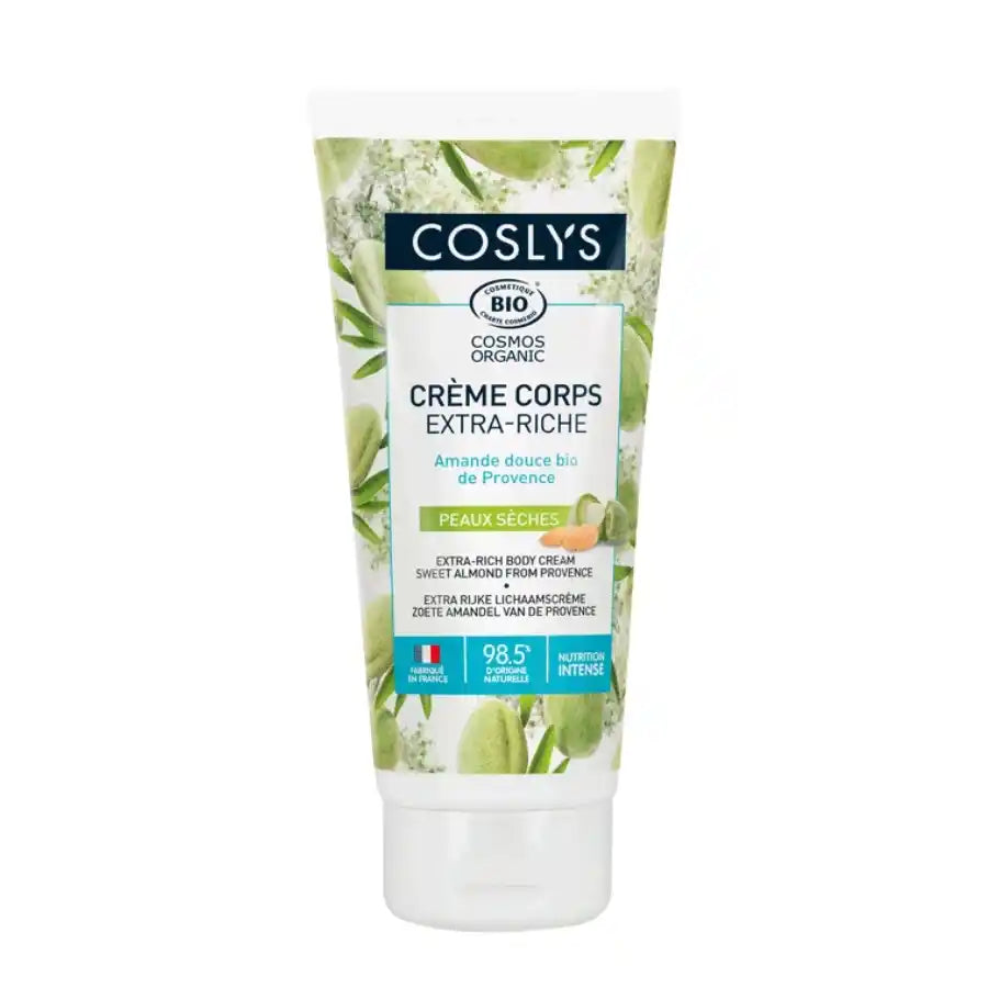 Un tube de 200 ml de Crème Corps Extra Riche Amande Douce Bio Coslys