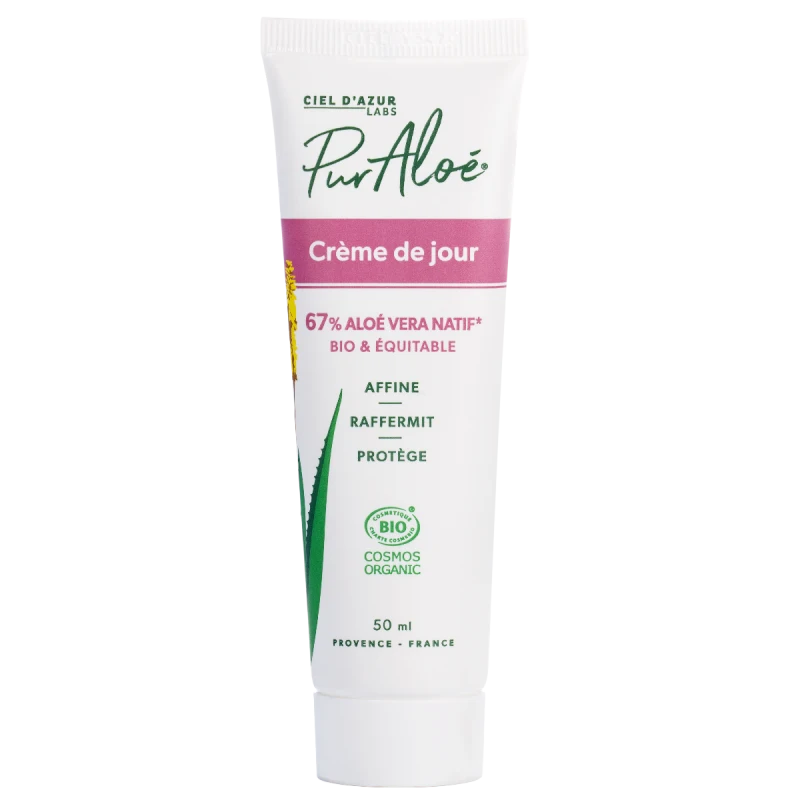 Un tube de 50 ml de Crème de jour certifiée bio pur aloé