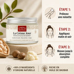 Crème de jour bio peaux sèches Comptoir des Huiles avec guide d'application en 3 étapes