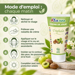 Crème de jour visage au Triphala AyurVana 75 ml, avec amla et haritaki, et mode d'emploi en 5 étapes chaque matin