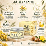 Crème de jour bio Pur'Immortelle 50ml avec ses 5 bénéfices : hydratation, anti-âge, fermeté naturelle
