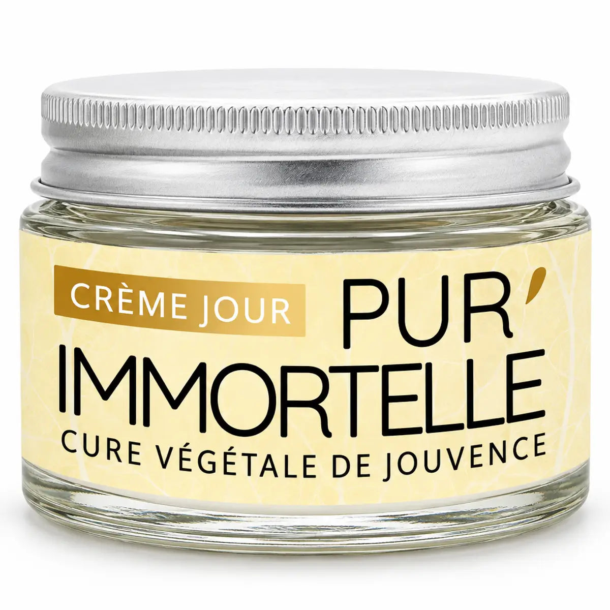 Crème de jour visage bio Pur'Immortelle 50ml pot verre fond blanc
