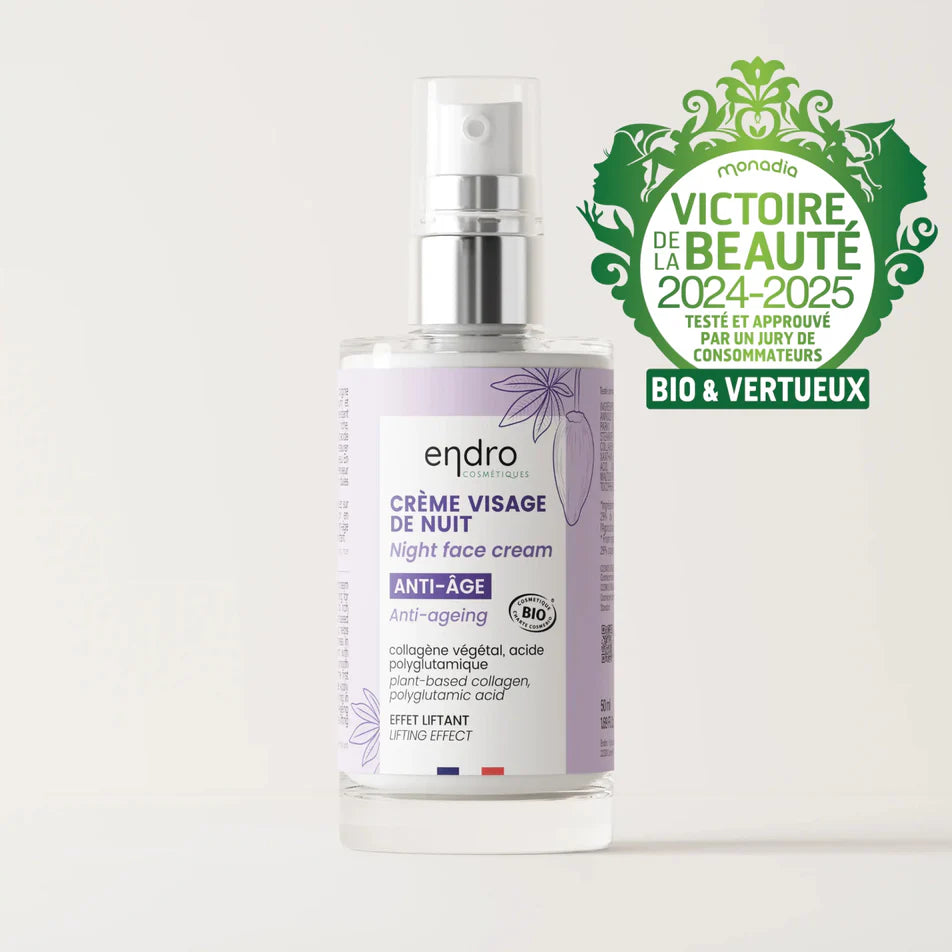 Une crème de nuit pour le visage anti-âge de la marque Endro avec le prix des victoires de la beauté 2024-2025