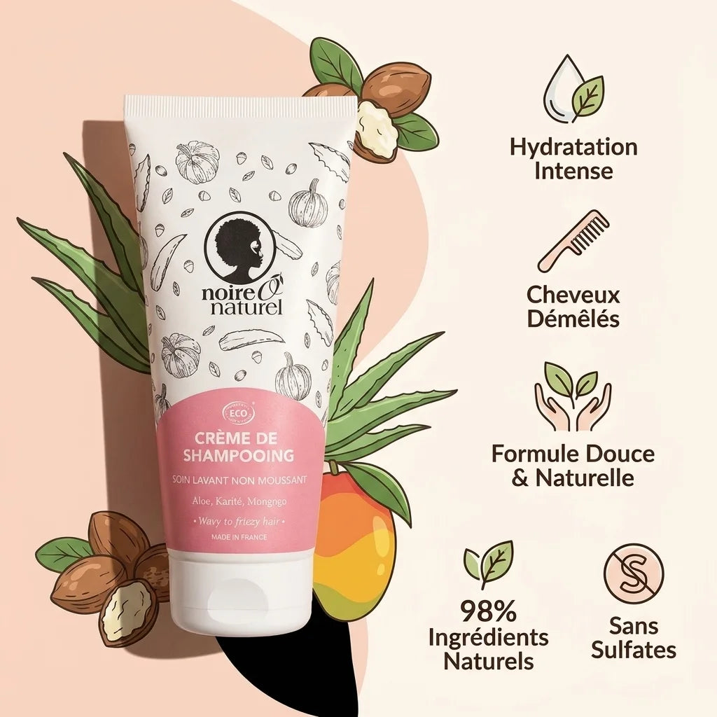 Crème de Shampooing Démêlante Noire Ô Naturel 200ml avec bénéfices naturels et ingrédients botaniques