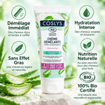 Crème démêlante bio Coslys 200ml avec bénéfices : démêlage, hydratation, certification COSMOS