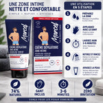 Crème dépilatoire Blondépil Homme avec gant et guide d'utilisation 5 étapes, 74% naturel