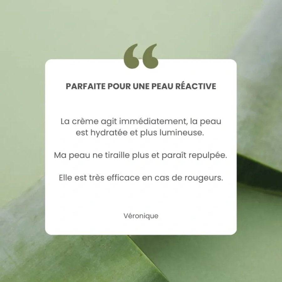 Avis client sur la crème hydratante à l'aloé vera natif pour peaux normales à grasses de la marque Naturaloé