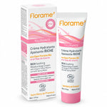 Crème hydratante apaisante riche bio Florame Tolerance 50 ml : boîte et tube rose sur fond blanc