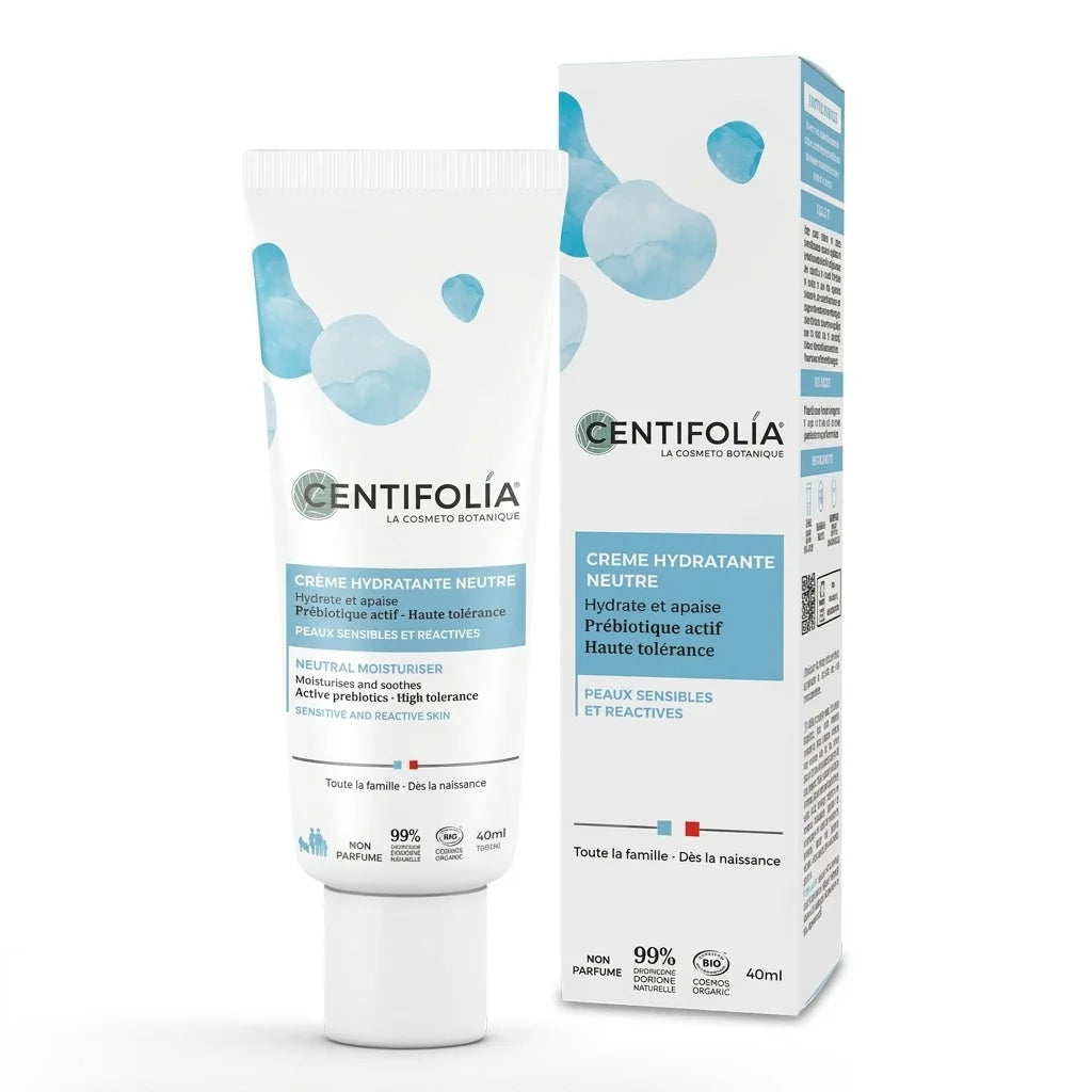 Crème Hydratante Neutre Centifolia 40ml avec tube blanc et boîte bleue