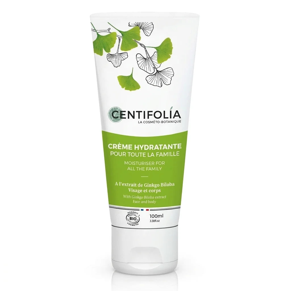 Crème hydratante Centifolia 100ml tube blanc avec label vert, certifiée bio
