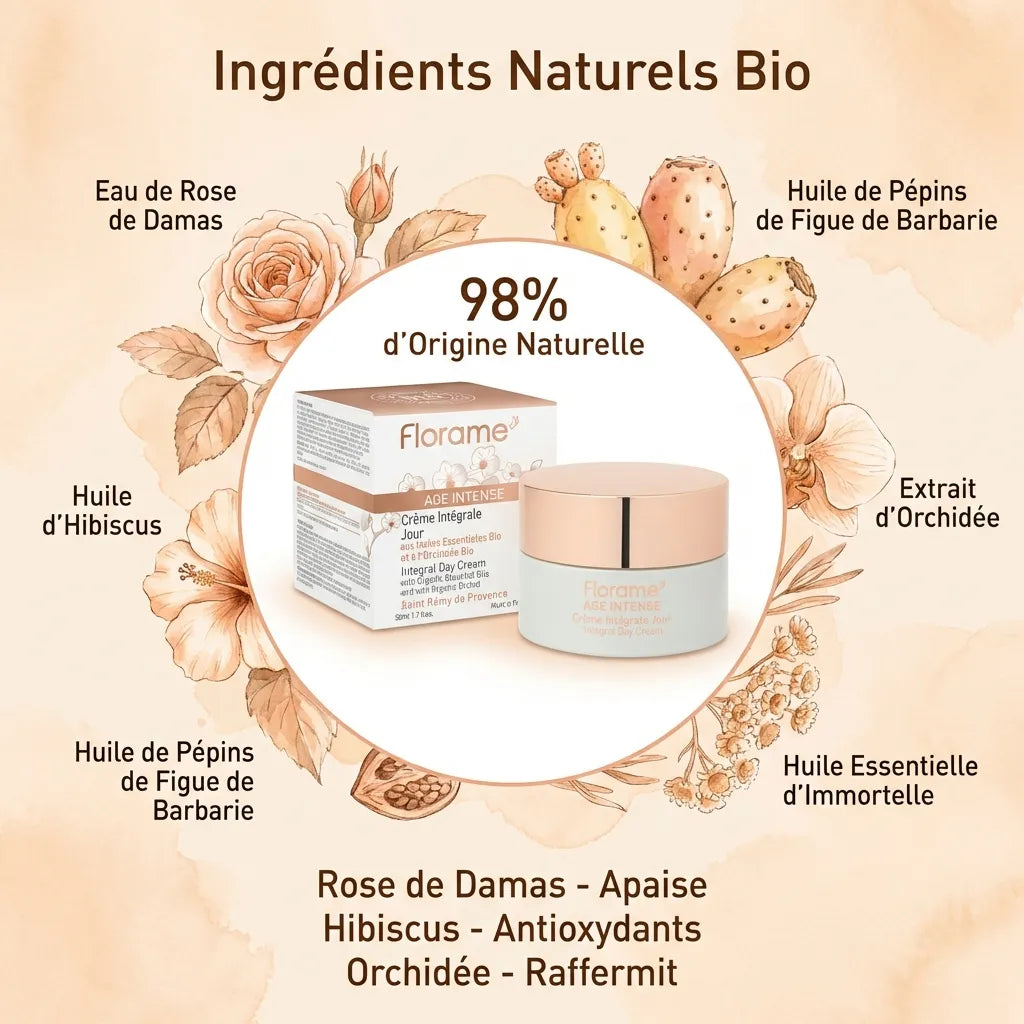 Crème Jour Âge Intense Bio Florame 50ml avec ingrédients botaniques naturels certifiés