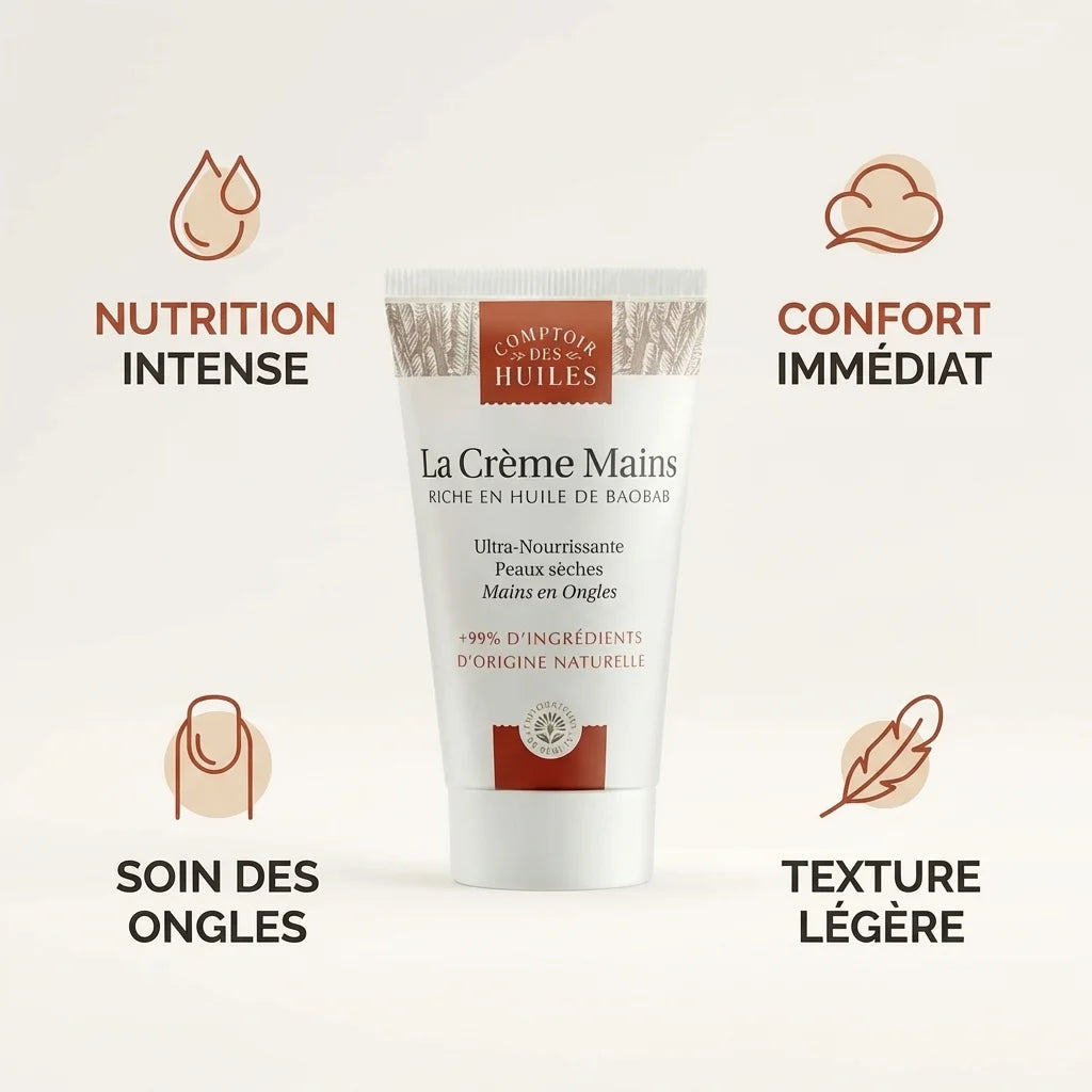 Crème mains ongles Comptoir des Huiles 50ml nutrition intense peaux sèches