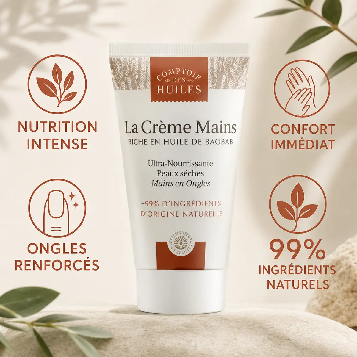 Crème Mains et Ongles Comptoir des Huiles - Produit nourrissant peaux sèches 50ml