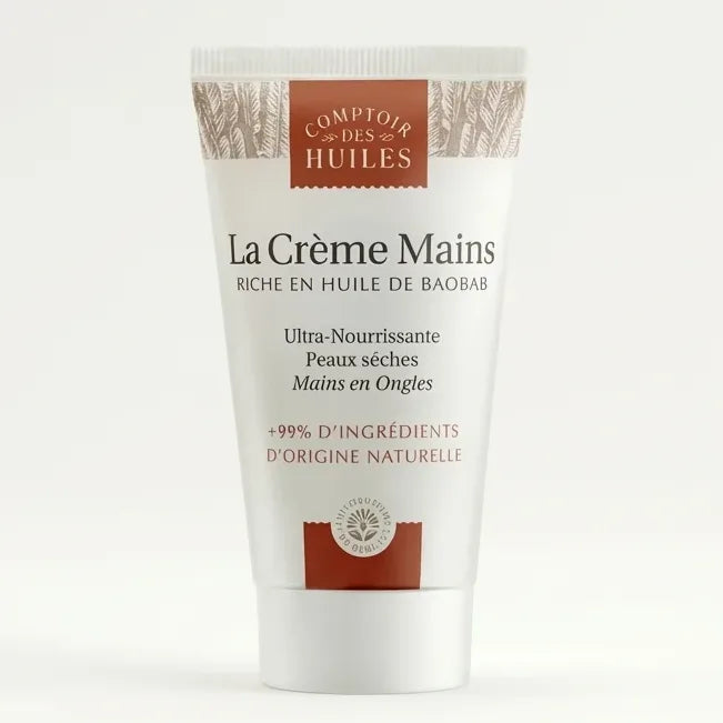 Crème mains et ongles peaux sèches 50ml Comptoir des Huiles tube blanc