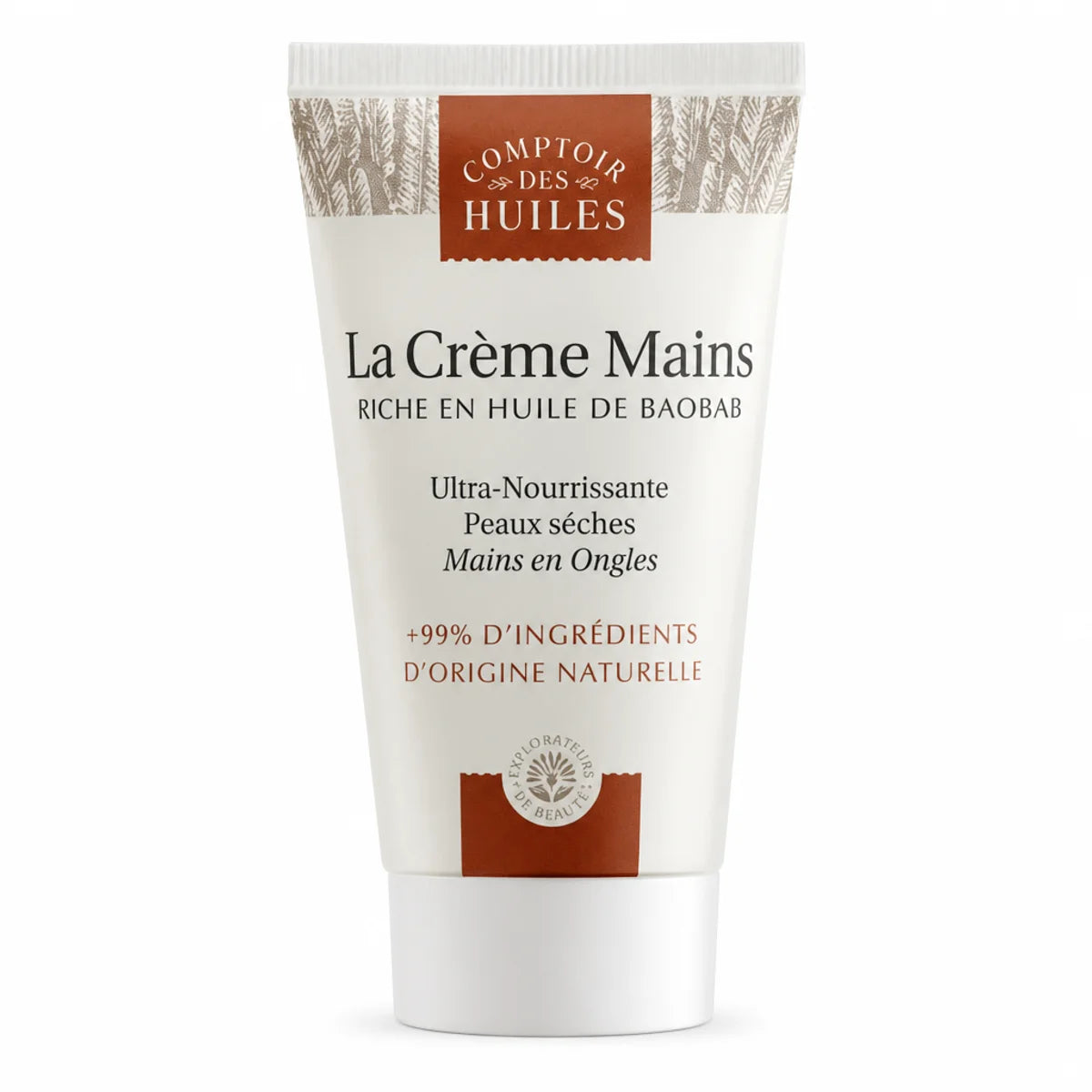 Crème mains ongles 50ml Comptoir des Huiles tube beige riche baobab peaux sèches