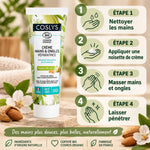 Crème mains ongles bio Coslys 50ml avec guide application 4 étapes - Cosmos certifiée