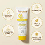Crème mains nourrissante bio Florame 50ml avec benefits nutrition intense réparation hydratation