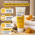 Crème pieds réparatrice CicaManuka 5% miel manuka IAA15+ avec guide d'application étapes spa